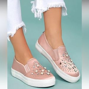 Steve Madden Glade Blush Satin Slip-On Sneakers
